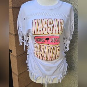 Nassau Bahamas Vintage Fringe Tee Shirt